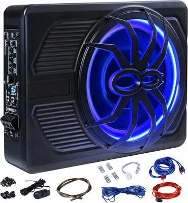 Obrázek produktu pro 10palcový subwooferový zesilovač ve tvaru pavouka, 800 W, modré světlo, vestavěný zesilovač, výkonné basy, snadná instalace