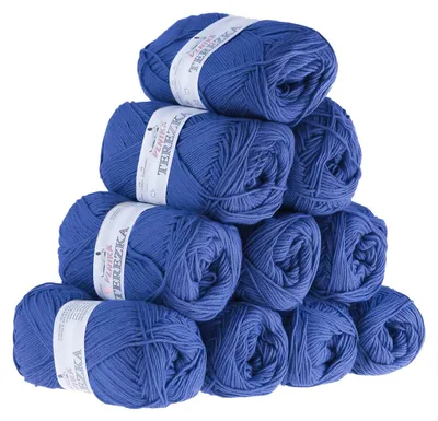 10 x 50g Strickgarn TEREZKA 100% Baumwolle, blau