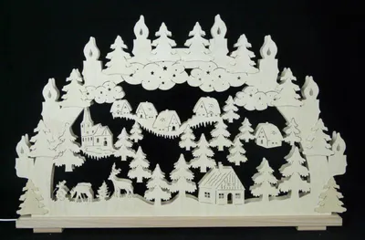 Produktbild von Schwibbogen mit Winterdorf und Beleuchtung BxHxT 70x45x7cm NEU