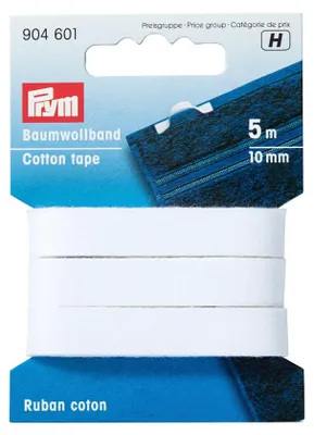 Produktbild von Prym 904601, Weiß, Einfarbig, Baumwolle, Matte, Stoff, 5 m