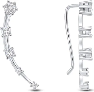 Produktbild von Longitudinal silver earrings with zircons EA77W