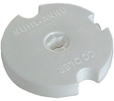 Zdjęcie produktu dla Pojemnik na lód APS Ø 10,5 cm, H: 2,5 cm Polietylen, biały wypełniony płynem chłodzącym 10781