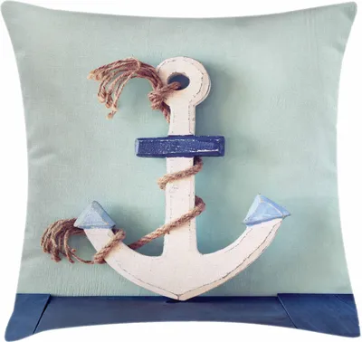 Produktbild von ABAKUHAUS Anker Kissenbezug, Nautischer Maritim Thema Knotet Anker und Seil Motiv Meer Abenteuer Foto, 40 x 40 cm, Blau Hellblau