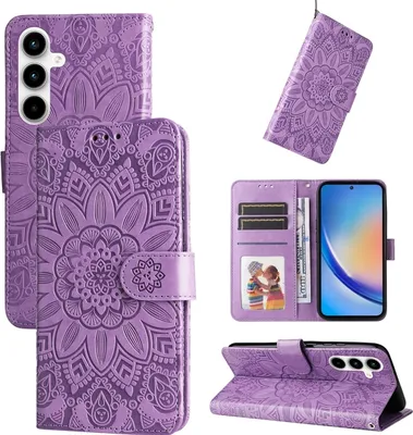 Produktbild von Mobigear Sunflower  Samsung Galaxy A35 Hülle Klapphülle Geldbörse - Lila