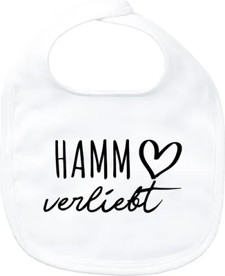 Produktbild von Huuraa Baby Lätzchen Hamm verliebt White Klettverschluss  Baumwolle Latz Geschenkidee