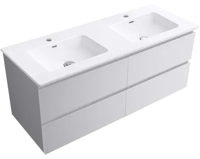 Immagine prodotto di CERANO - Mobile da bagno Carole - bianco opaco + doppio lavabo in Vetroceramica Novo - bianco lucido - 121x49,5x46,5 cm