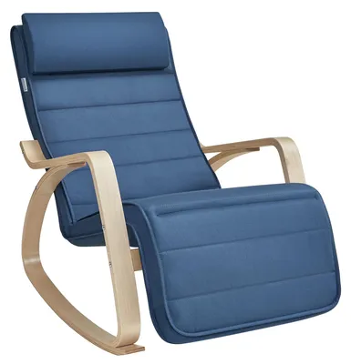 Image de SONGMICS, fauteuil à bascule, avec accoudoirs en bois de bouleau, capacité de charge jusqu'à 150 kg