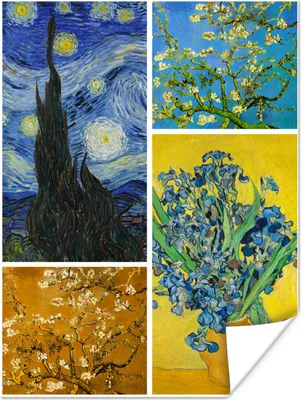 Produktbild von MuchoWow® Poster Collage - Van Gogh - Sternennacht 120x160 cm - Wandbilder