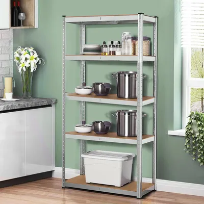 Produktbild von Greenblue Regal GB378 180 x 90 x 40 cm Grau Verzinkter Stahl Holz MDF 75 Kg