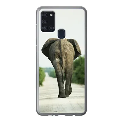 Produktbild von MuchoWow® Handyhülle Schutzhülle Hülle für Samsung Galaxy A21s Elefant - Kröte - Tiere - Natur Silikon Softcase Handy Hülle - Hartschale