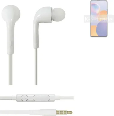 Produktbild von K-S-Trade Kopfhörer Headset kompatibel mit Huawei nova Y9a mit Mikrofon u Lautstärkeregler weiß 3,5mm Klinke Kabel Headphones Ohrstöpsel