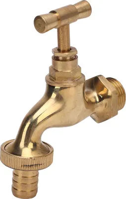 Image de Robinet pour tuyau d'arrosage, entrée filetage mâle G1/2 pouce, sortie filetage mâle 14 mm, robinet d'arrêt en laiton pour l'arrosage
