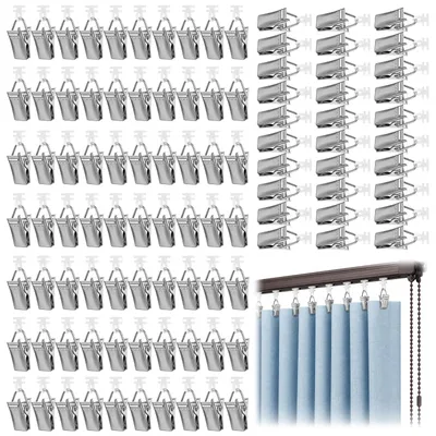 Gardinenclips für Schienen, 100 Stück, Metall, 30 x 8,8 mm, silber