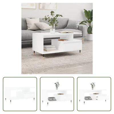 Produktbild von The Living Store Couchtisch Weiß 90x49x45 cm Holzwerkstoff