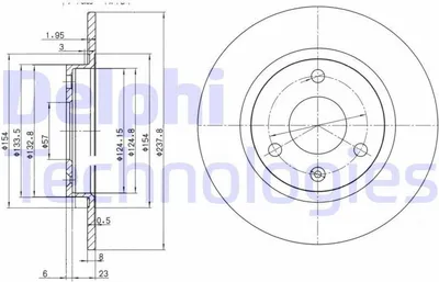 Immagine prodotto di 2x disco freno DELPHI BG2355 per PEUGEOT 106 II Hatchback (1A_ 1C_)