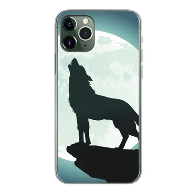 Produktbild von MuchoWow® Handyhülle Schutzhülle Hülle für iPhone 11 Pro Wolf - Mond - Stein Silikon Softcase Handy Hülle - Handy