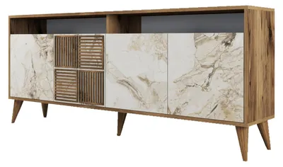 Produktbild von Holzsideboard "Milan" – 180 x 35 x 78 cm – Marmorweiß