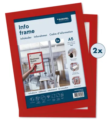 Produktbild von EUROPEL Magnetrahmen INFO FRAME DIN A5 rot 2 Stück