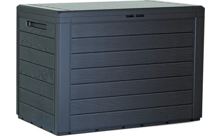 Produktbild von Gartenbox 190 Liter Prosperplast Holzbox Aus Kunststoff In Der Farbe Anthrazit 78 X 43,3 X 55 Cm