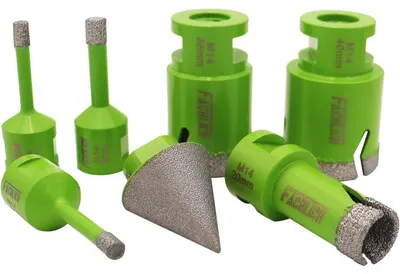 Productafbeelding van Diamantboorkopset, 7 stuks, 6-40mm, met verstekfrees, vacuüm gesoldeerd, voor graniet, marmer, en droogboren