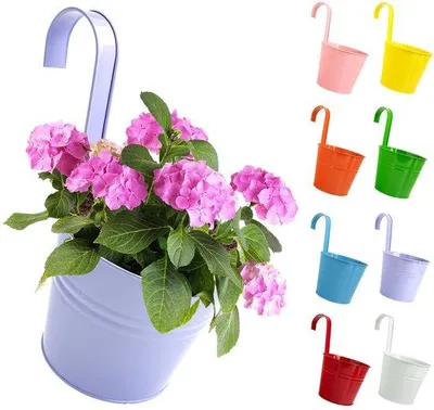 Produktbild von Metallhängekübel, 8 Stück, 16x26cm, Robust, Wasserablauf