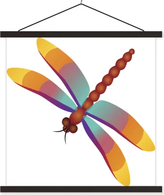 Produktbild von MuchoWow® Textilposter Eine Illustration einer bunten Libelle 60x60 cm mit schwarzem Rahmen - Posteraufhänger