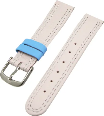 Produktbild von Uhrenarmband Kinder Kalbleder Rosa mit hellblauer Naht 14mm Dornschließe
