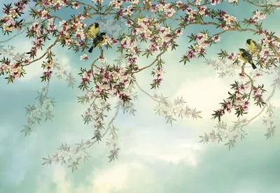 Immagine prodotto di Carta da parati Komar Sakura blu e rosa - 610936 - 368 x 254 cm