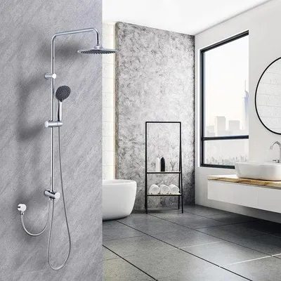 Produktbild von Regendoucheset mit Duschkopf 3 Funktionen ABS Handdusche für Badezimmer, Chrom