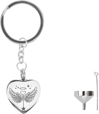 Produktbild von Luxe As-Sleutelhanger für Urne - Gedenksieraad für As oder Haare - Inkl. As-Vuller und Aufbewahrungsbeutel - Wings