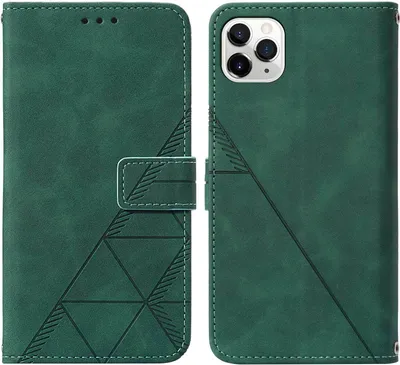 Produktbild von iPhone 11 Pro Hülle, Schlank Prägung Flip Leder Kartenfächer Schutzhülle mit Ständer für iPhone 11 Pro Grün