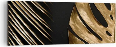 Produktbild von Bild auf Leinwand - Leinwandbild - Einteilig - Golden Blatt Monstera - 140x50cm - Wand Bild - Wanddeko - Wandbilder - Leinwanddruck - Bilder - Wanddekoration - Leinwand bilder - AB140x50-5028