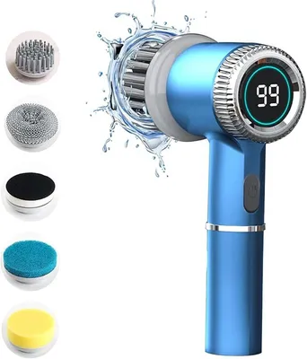 Produktbild von Elektrischer Rotationsreiniger, wasserdichte Akku-Reinigungsbürste, 3-einstellbare Geschwindigkeiten und 5-Bürstenköpfe