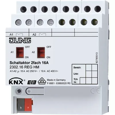 Immagine prodotto di Attuatore di commutazione KNX 2 volte 16A 2302.16 REGHM