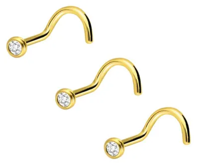 Produktbild von Nasenpiercing, Nasenstecker 3er Set Chirurgenstahl Nasenstecker Spirale KRISTALL