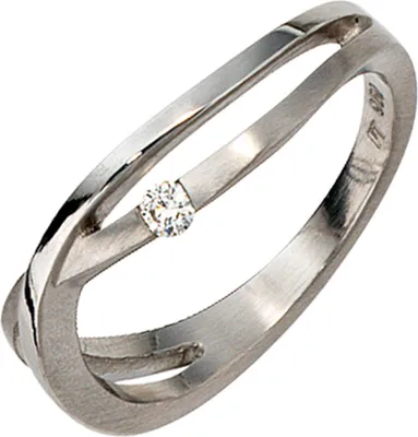 Produktbild von JOBO Damen Ring 950 Platin teilmattiert 1 Diamant Brillant 0,05ct. Größe 52
