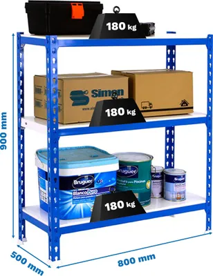 Produktbild von SIMONCLICK MINI 3/500 900 BLAU/WEISS Metallregal
