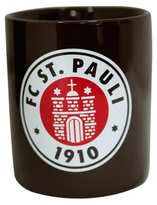 Produktbild von FC St. Pauli Kaffeebecher Logo Braun, Original Fanartikel, Brauner Becher mit Vereinslogo 300 ml, Keramik