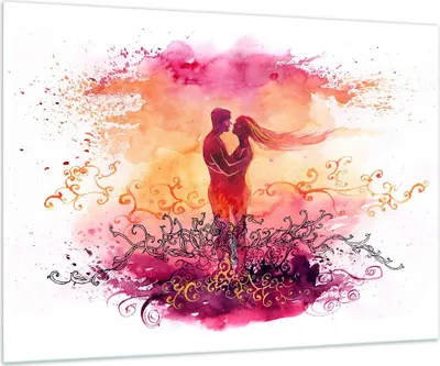 Produktbild von Bilder auf glas - Liebe Paar Flitterwochen - 100x70cm - Glasbilder - Wandbilder - Kunstdruck - zum Aufhängen bereit - Wanddekoration aus Glas - Glas Bilder - Wandbild auf Glas - GAA100x70-3006