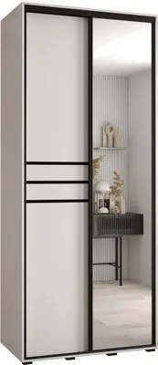 Produktbild von MEBLE KRYSPOL Davos 11 Schrank, zwei Türen - 235,2x110x60 cm - Weiß Weiß Schwarz