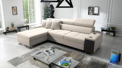 Produktbild von Kaiser Möbel Bequemes Ecksofa mit Schlaffunktion MORENA I MAXI Uttario Velvet Beige Links