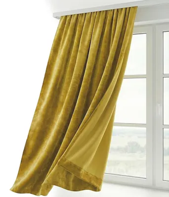 Samtvorhang mit Faltenband, senfgelb, 300x245 cm, blickdicht