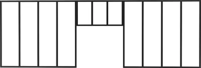 Produktbild von 2er-Set verglaste Industriewände mit Oberlicht aus pulverbeschichtetem Aluminium - 2 x B 120 x H 105 + B 73 x H 40 cm - Schwarz - BAYVIEW