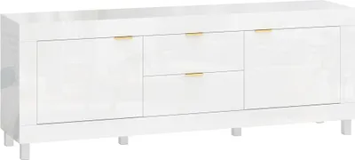 Obrázok produktu pre TV stolík pre 75" televízory, biely lesk, 180 cm, 2 skrinky