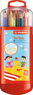 Produktbild von Dreikant-Buntstift - STABILO Trio dick - 15er Box mit Hängelasche - mit 15 verschiedenen Farben