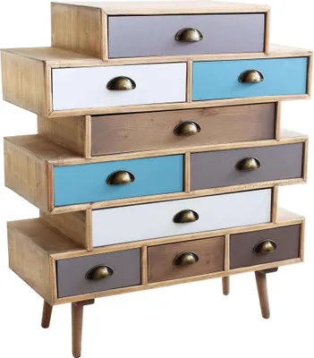 Immagine prodotto di Milani Home - cassettiera 10 cassetti 80 x 37 x 92 cm, legno, multicolor