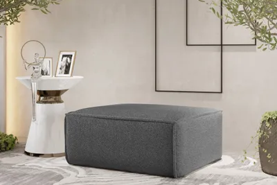 Produktbild von Polsterhocker Designerhocker CELES PREMIUM 85x85 cm Stoff Ascot Bukla Graphit