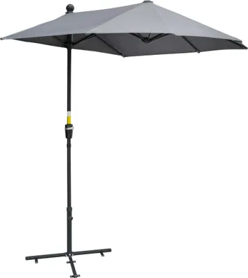 Produktbild von 2 x 2 m Sonnenschirm Halbrundschirm Balkonschirm mit Halterung wasserabweisend für Garten Terrassen Höfe 100% Polyester Dunkelgrau