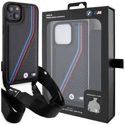Produktbild von Etui Bmw M Edition Carbon Tricolor Lines & Strap Na Iphone 15 Plus / 14 Plus - Czarne