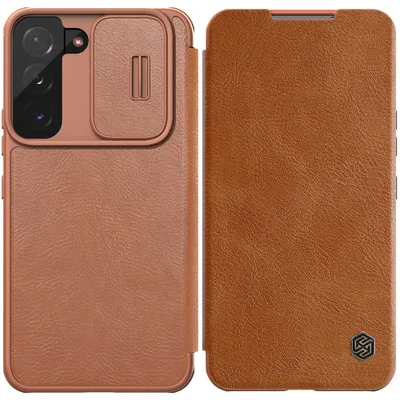 A product shot of a phone case, shown open and closed.